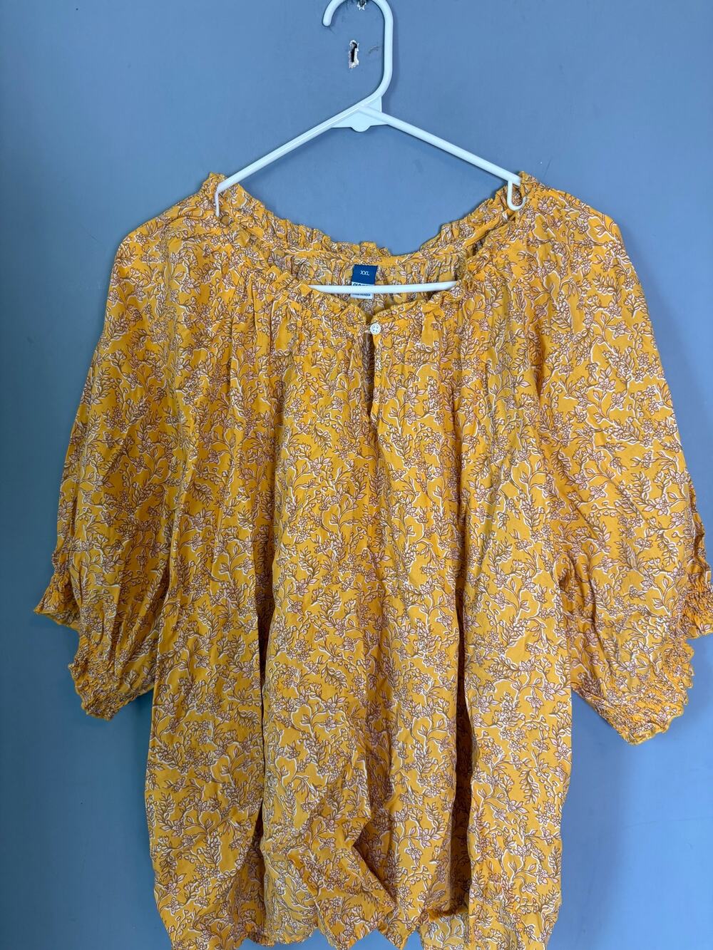 Old Navy Yellow Floral Print Blouse Womens Size 2XL Read